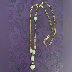 Real Freshwater Pearls and 18k Gold Plated Paperclip Necklace NEW